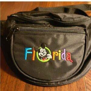 90’s Disney Micky Mouse Fanny Pack Waist Bag Florida Spell Out Festival Black